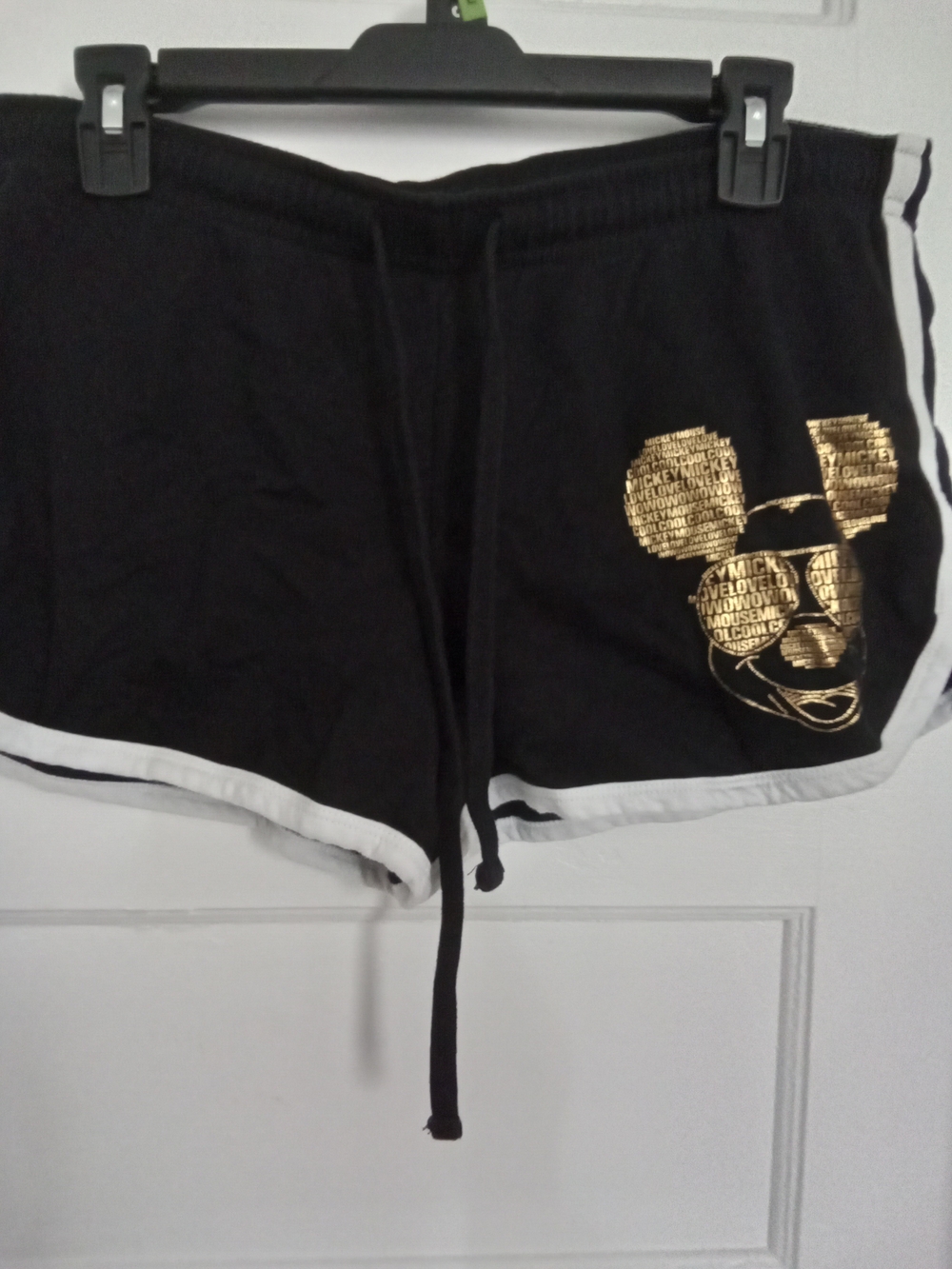 Disney Black Athletic Shorts with Metallic Gold Mickey